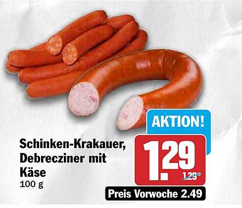 Schinken-Krakauer, Debrezziner mit Käse 100 g