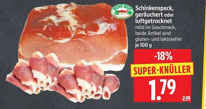 Schinkenspeck, geräuchert oder luftgetrocknet