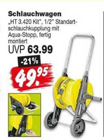 Schlauchwagen „HT 3.420 Kit“, 1/2" Standartschlauchkupplung mit Aqua-Stopp, fertig montiert
