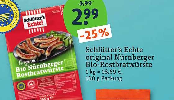 Schlüter’s Echte original Nürnberger Bio-Rostbratwürste