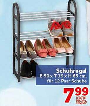 Schuhregal B 50 x T 19 x H 65 cm, für 12 Paar Schuhe