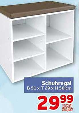 Schuhregal B 51 x T 29 x H 50 cm