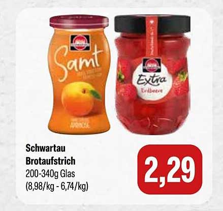 Schwartau Brotaufstrich 200-340g Glas (8,98/kg - 6,74/kg)