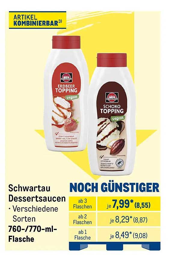 Schwartau Dessertsaucen • Verschiedene Sorten 760-/770-ml-Flasche