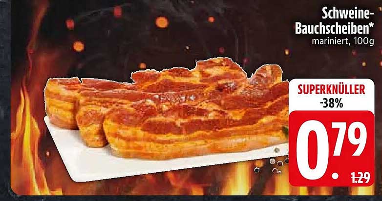 Schweine-Bauchscheiben* mariniert, 100g
