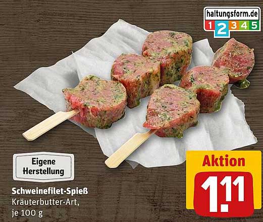 Schweinefilet-Spieß Kräuterbutter-Art, je 100 g