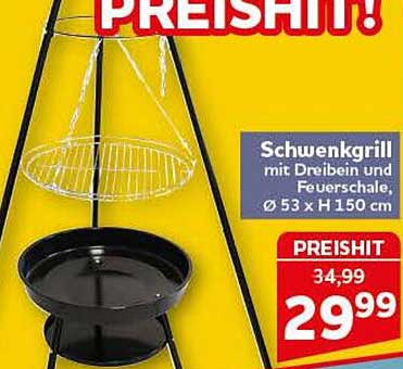 Schwenkgrill mit Dreibein und Feuerschale, Ø 53 x H 150 cm