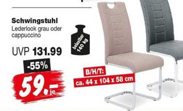 Schwingstuhl Lederlook grau oder cappuccino