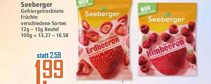 Seeberger Gefriertrocknete Früchte verschiedene Sorten 12g - 15g Beutel 100g = 13.27 - 16.58