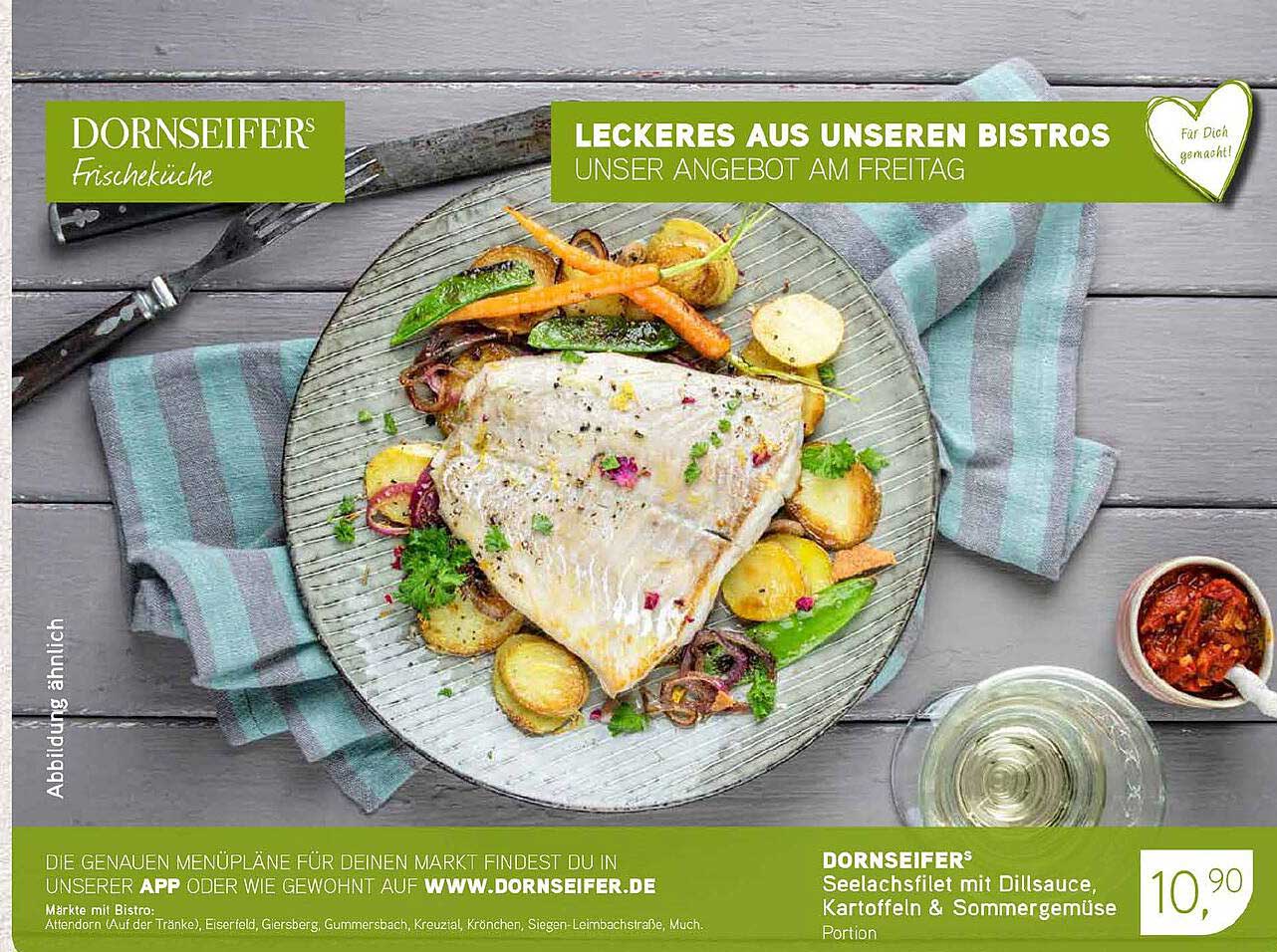 Seelachsfilet mit Dillsauce, Kartoffeln & Sommergemüse