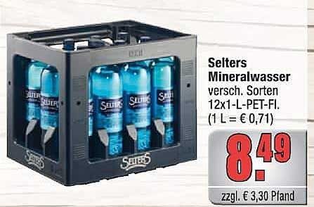 Selters Mineralwasser versch. Sorten 12x1-L-PET-Fl.