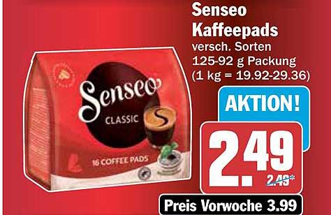 Senseo Kaffeepads versch. Sorten 125-92 g Packung (1 kg = 19.92-29.36)