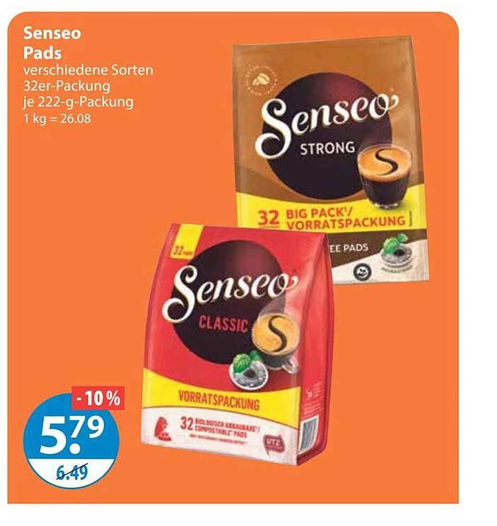 Senseo Pads verschiedene Sorten 32er-Packung je 222-g-Packung 1 kg = 26.08