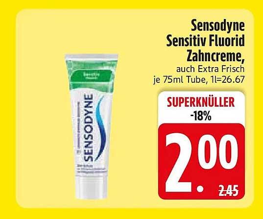 Sensodyne Sensitiv Fluorid Zahncreme, auch Extra Frisch