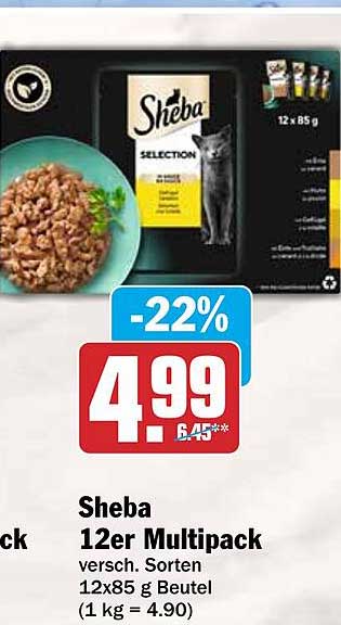 Sheba 12er Multipack versch. Sorten 12x85 g Beutel (1 kg = 4,90)