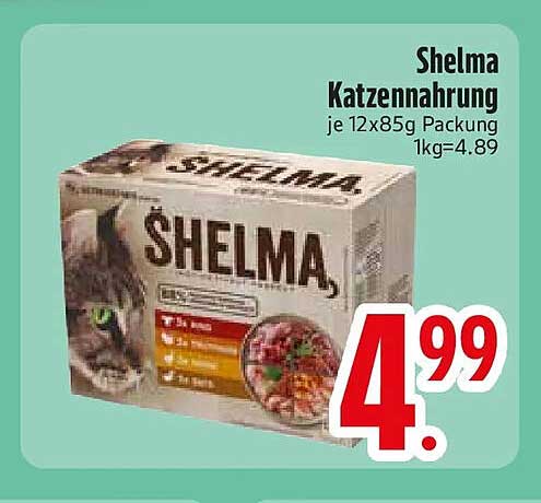 Shelma Katzenahrung je 12x85g Packung 1kg=4.89
