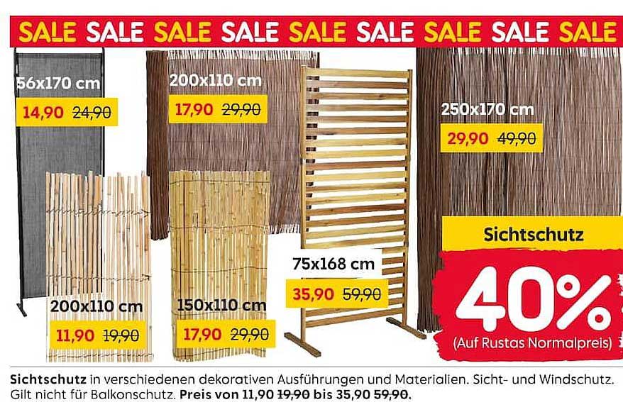 Sichtschutz in verschiedenen dekorativen Ausführungen und Materialien. Sicht- und Windschutz.