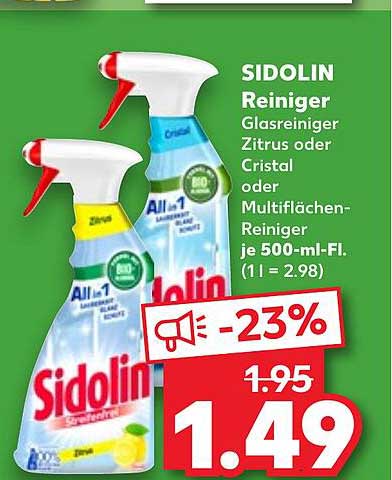 SIDOLIN Reiniger Glasreiniger Zitrus oder Cristal oder Multifl e4chen-Reiniger je 500-ml-Fl. (1 l = 2.98)