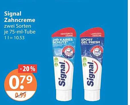Signal Zahncreme zwei Sorten je 75-ml-Tube 1 l = 10.53