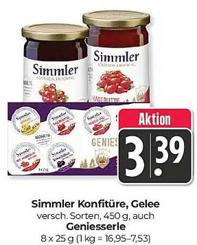 Simmler Konfitüre, Gelee versch. Sorten, 450 g, auch Genießergelle