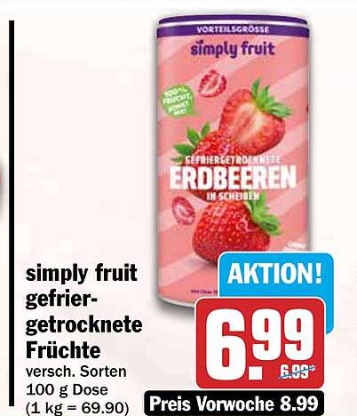simply fruit gefrier-getrocknete Früchte versch. Sorten 100 g Dose