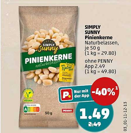 SIMPLY SUNNY Pinienkerne Naturbelassen, je 50 g