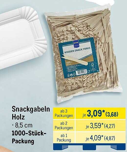 Snackgabeln Holz · 8,5 cm 1000-Stück-Packung