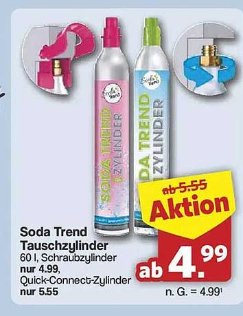 Soda Trend Tauschzylinder 60 l, Schraubzylinder