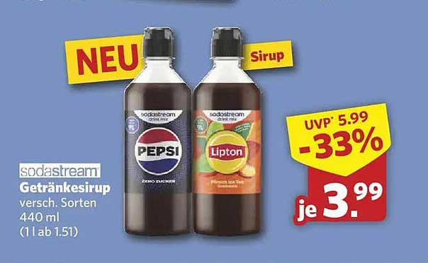 sodastream Getränkesirup versch. Sorten 440 ml (1 l ab 1.51)