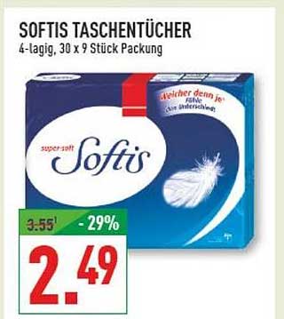 SOFTIS TASCHENTÜCHER 4-lagig, 30 x 9 Stück Packung
