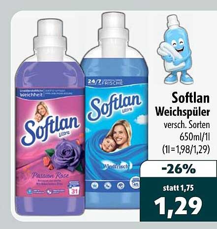 Softlan Weichspüler versch. Sorten 650ml/1l