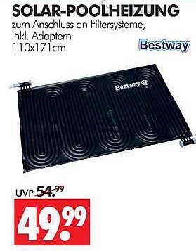 SOLAR-POOLHEIZUNG zum Anschluss an Filtersysteme, inkl. Adaptern 110x71cm