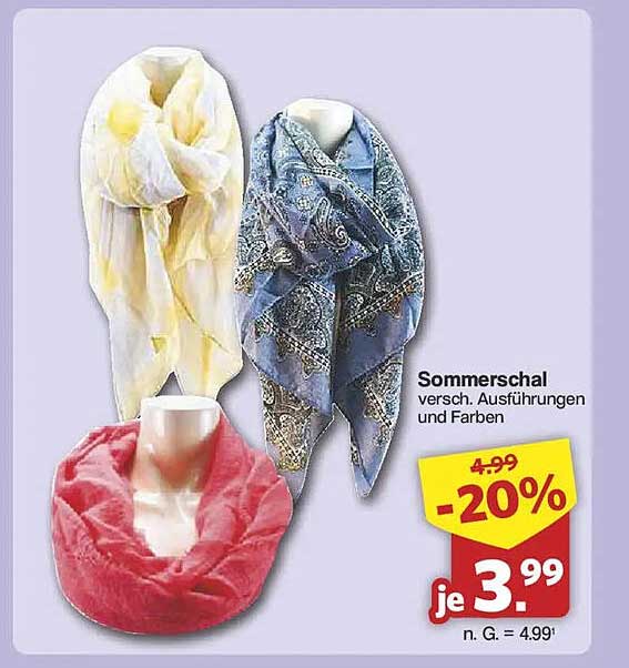 Sommerschal versc. Ausführungen und Farben