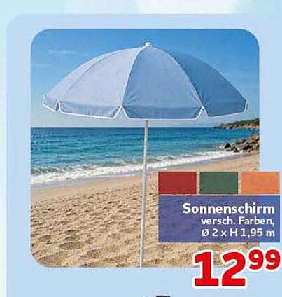 Sonnenschirm versch. Farben, Ø 2 x H 1,95 m