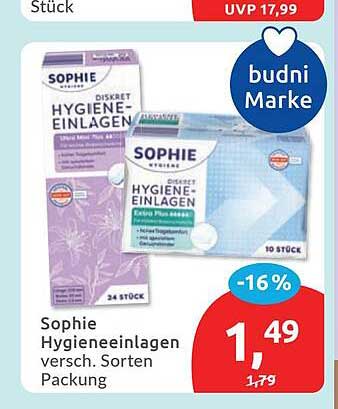 Sophie Hygieneeinlagen versch. Sorten Packung