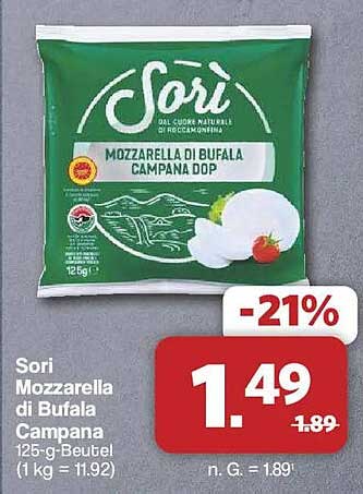 Sori Mozzarella di Bufala Campana 125-g-Beutel