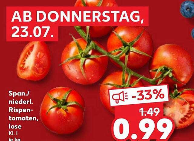 Span./ niederl. Rispen-tomaten, lose Kl. I je kg