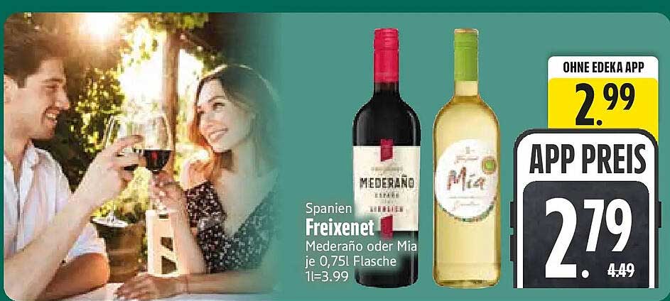 Spanien Freixenet Mederaño oder Mia je 0,75l Flasche