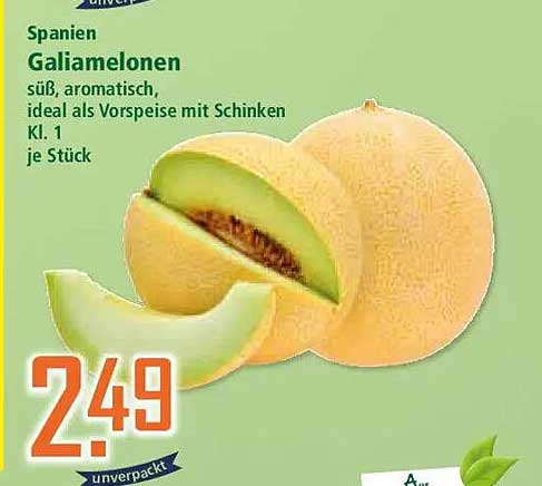 Spanien Galiamelonen süß, aromatisch, ideal als Vorspeise mit Schinken Kl. 1 je Stück