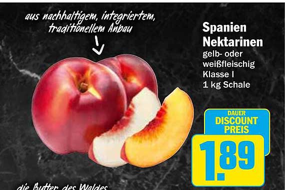 Spanien Nektarinen gelb- oder weißfleischig Klasse I 1 kg Schale