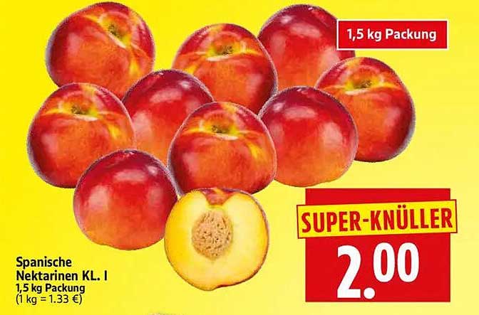 Spanische Nektarinen KL. I 1,5 kg Packung