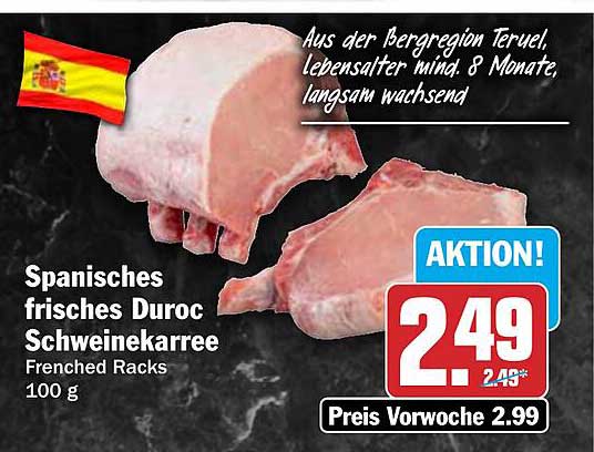 Spanisches frisches Duroc Schweinekarree