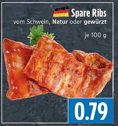 Spare Ribs vom Schwein, Natur oder gewürzt