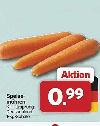 Speise-möhren Kl. I, Ursprung: Deutschland 1-kg-Schale