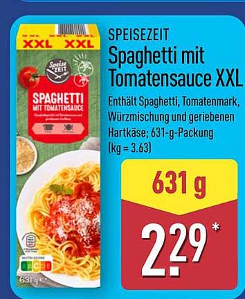 SPEISEZEIT Spaghetti mit Tomatensauce XXL