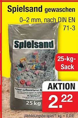 Spielsand gewaschen 0–2 mm, nach DIN EN 71-3 25-kg-Sack AKTION