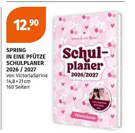 SPRING IN EINE PÜTZE SCHULPLANER 2026 / 2027 von VictoriaSarina 14,8 x 21cm 160 Seiten