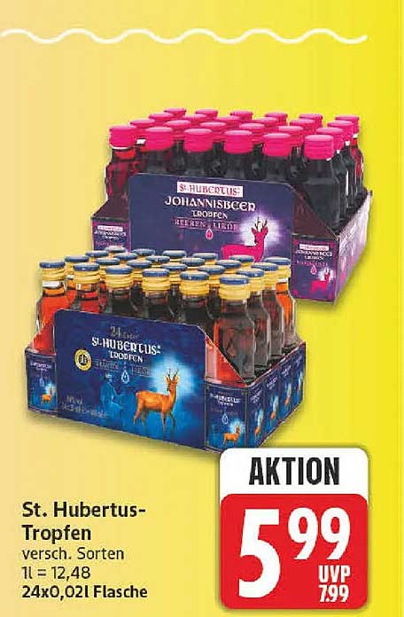 St. Hubertus-Tropfen versch. Sorten 1l = 12,48 24x0,02l Flasche