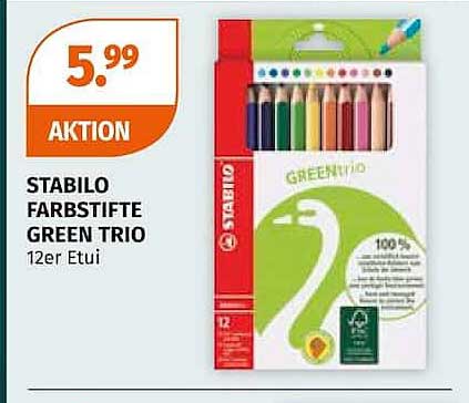 STABILO FARBSTIFTE GREEN TRIO 12er Etui