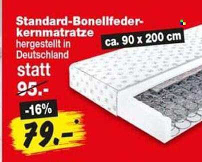 Standard-Bonellfeder-Kernmatratze hergestellt in Deutschland ca. 90 x 200 cm